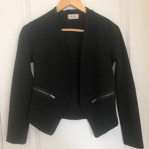 Black Blazer with Zipper Detail